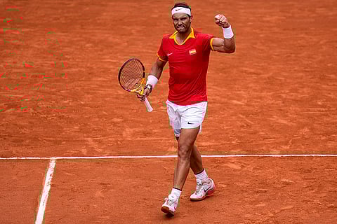 Rafael Nadal of Spain celebrates a point